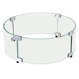 Fire Pit Wind Guard, 740 x 214mm Round Glass Flame Shield, 6mm Thick Fire Table Accessory, Clear Tempered Glass Flame Guard for Propane, Gas, Outdoor, Patio, Backyard