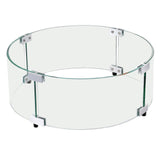 VEVOR Fire Pit Wind Guard, 740 x 214mm Round Glass Flame Shield, 6mm Thick Fire Table Accessory, Clear Tempered Glass Flame Guard for Propane, Gas, Outdoor, Patio, Backyard - Extra Image