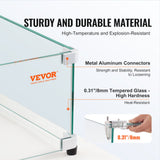 VEVOR Glass Wind Guard for Rectangular Fire Pit Table 773 x 367 x 191 mm, 8mm Thick and Sturdy Tempered Glass Panel with Hard Aluminum Corner Bracket