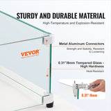 VEVOR Glass Wind Guard for Rectangular Fire Pit Table 773 x 367 x 191 mm, 8mm Thick and Sturdy Tempered Glass Panel with Hard Aluminum Corner Bracket & Rubber Feet, Easy to Assemble - Side View