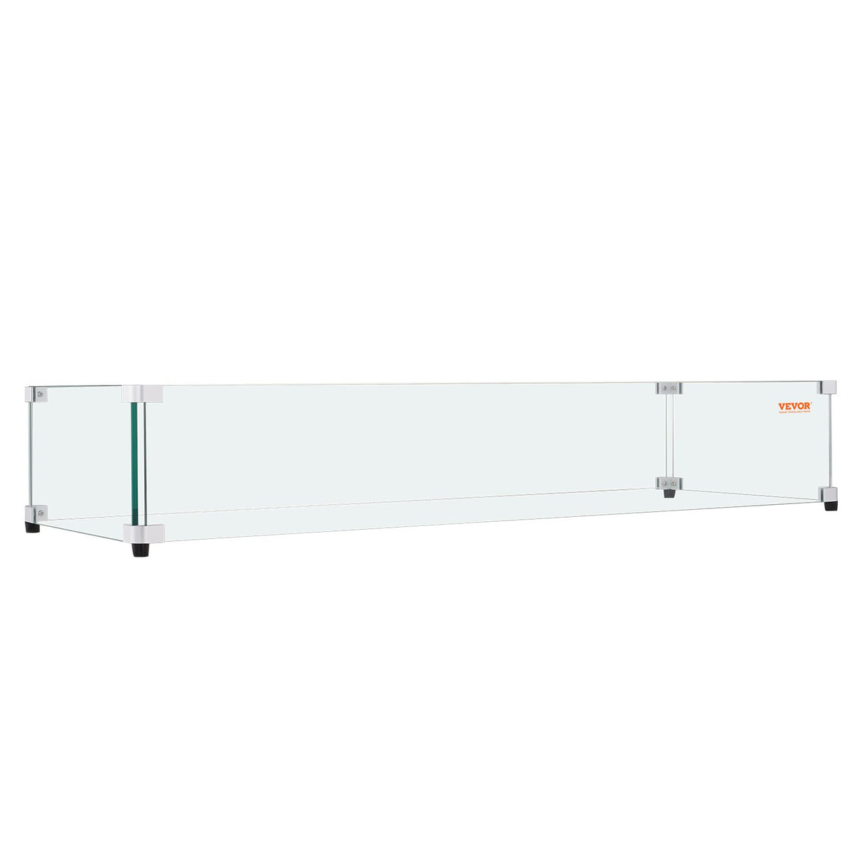 VEVOR Glass Wind Guard for Rectangular Fire Pit Table 773 x 367 x 191 mm, 8mm Thick and Sturdy Tempered Glass Panel with Hard Aluminum Corner Bracket