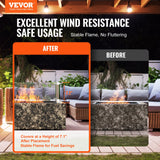 VEVOR Gas Fire Pit Wind Guard for Square Fire Table, 380 x 380 x 180 mm Clear Tempered Wind Guard for Firepits, 8mm Thick Square Glass Shield, Glass Panel with Hard Corner Bracket & Feet - Front View