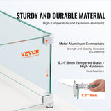 VEVOR Gas Fire Pit Wind Guard for Square Fire Table, 380 x 380 x 180 mm Clear Tempered Wind Guard for Firepits, 8mm Thick Square Glass Shield, Glass Panel with Hard Corner Bracket & Feet