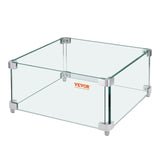 VEVOR Gas Fire Pit Wind Guard for Square Fire Table, 380 x 380 x 180 mm Clear Tempered Wind Guard for Firepits, 8mm Thick Square Glass Shield, Glass Panel with Hard Corner Bracket & Feet - Extra Image