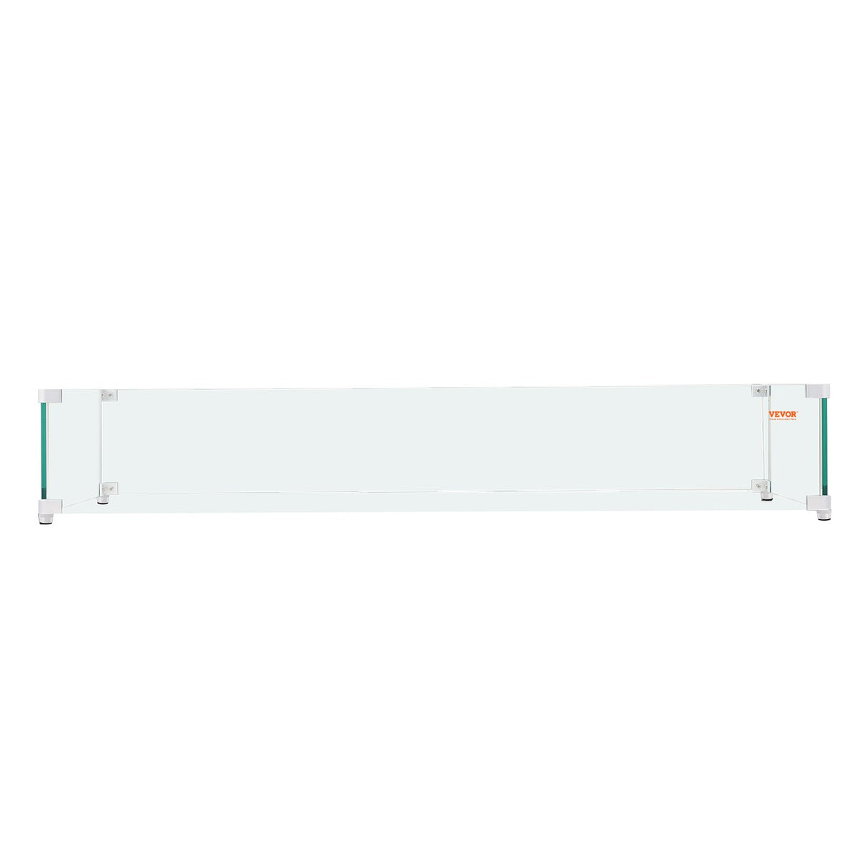 VEVOR Gas Fire Pit Wind Guard for Square Fire Table, 595 x 190 x 165 mm Clear Tempered Wind Guard for Firepits, 8mm Thick Square Glass Shield, Glass Panel with Hard Corner Bracket & Feet