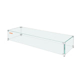 VEVOR Gas Fire Pit Wind Guard for Square Fire Table, 595 x 190 x 165 mm Clear Tempered Wind Guard for Firepits, 8mm Thick Square Glass Shield, Glass