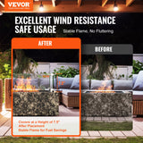 VEVOR Gas Fire Pit Wind Guard for Square Fire Table, 543 x 543 x 191 mm Clear Tempered Wind Guard for Firepits, 8mm Thick Square Glass Shield, Glass Panel with Hard Corner Bracket & Feet