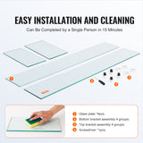 VEVOR Glass Wind Guard for Rectangular Fire Pit Table 748 x 340 x 165 mm, 8mm Thick and Sturdy Tempered Glass Panel with Hard Aluminum Corner Bracket & Rubber Feet, Easy to Assemble - Top-Down View