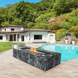 VEVOR Glass Wind Guard for Rectangular Fire Pit Table 748 x 340 x 165 mm, 8mm Thick and Sturdy Tempered Glass Panel with Hard Aluminum Corner Bracket & Rubber Feet, Easy to Assemble - Low Angle