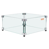 VEVOR Gas Fire Pit Wind Guard for Square Fire Table, 493 x 493 x 191 mm Clear Tempered Wind Guard for Firepits, 8mm Thick Square Glass Shield, Glass