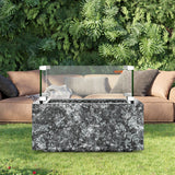 VEVOR Gas Fire Pit Wind Guard for Square Fire Table, 493 x 493 x 191 mm Clear Tempered Wind Guard for Firepits, 8mm Thick Square Glass Shield, Glass Panel with Hard Corner Bracket & Feet - Close-Up Angle