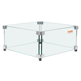 VEVOR Gas Fire Pit Wind Guard for Square Fire Table, 493 x 493 x 191 mm Clear Tempered Wind Guard for Firepits, 8mm Thick Square Glass Shield, Glass