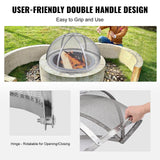 VEVOR Firepit Spark Screen Lid, 36" Diameter, Outdoor Firepit Ring Cover Round Accessories, Fire Pit Metal Cover, Easy-Opening Stainless Steel Fire