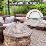 VEVOR Fire Pit Spark Screen Round 27", Reinforced Heavy Duty Steel Metal Cover, Outdoor Firepit Lid, Easy-Opening Top Screen Covers Round with Ring