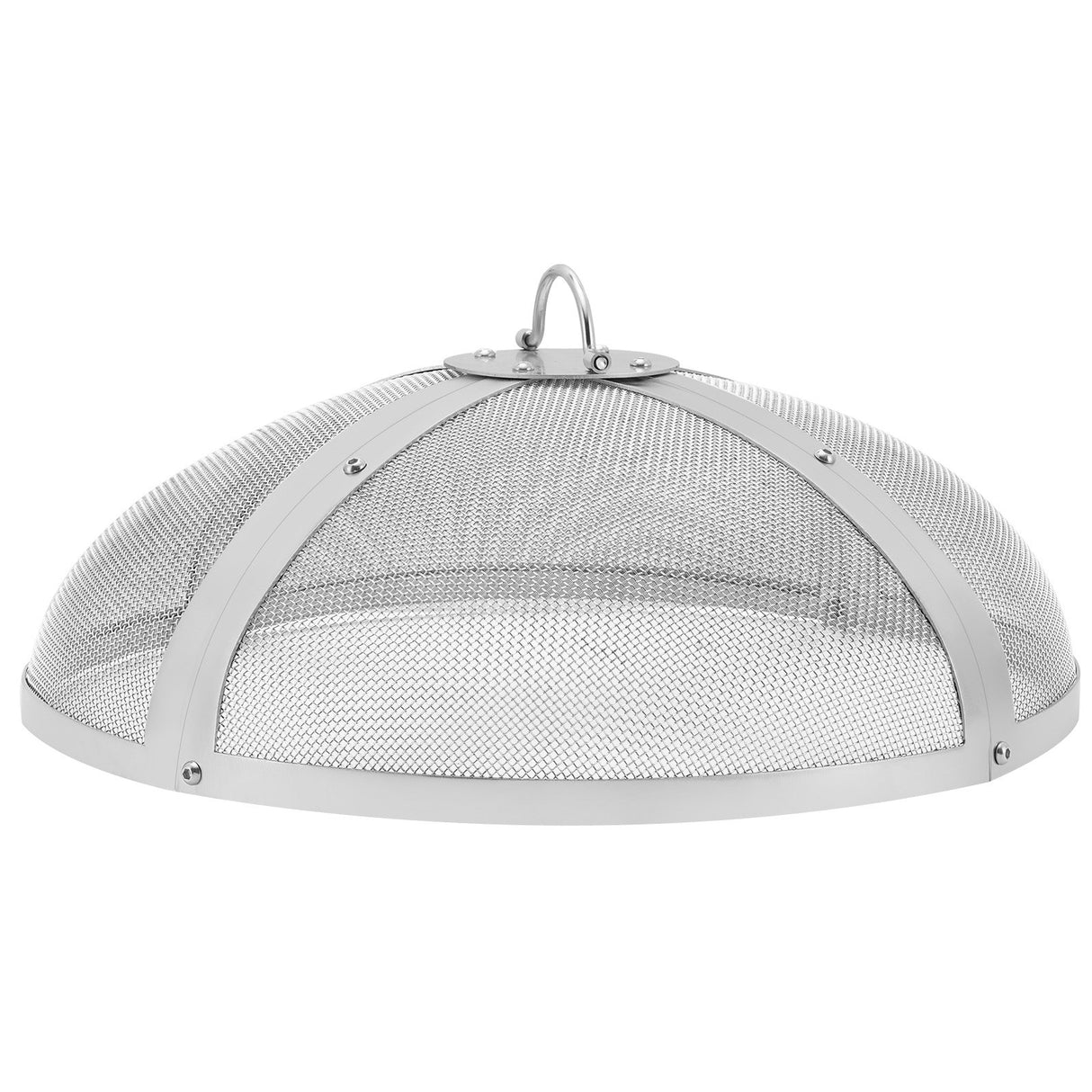VEVOR Fire Pit Spark Screen Round 27", Reinforced Heavy Duty Steel Metal Cover, Outdoor Firepit Lid, Easy-Opening Top Screen Covers Round with Ring