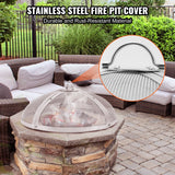 VEVOR Fire Pit Spark Screen Round 36", Reinforced Heavy Duty Steel Metal Cover, Outdoor Firepit Lid, Easy-Opening Top Screen Covers Round with Ring