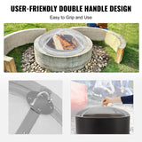 VEVOR Fire Pit Spark Screen Round 36", Reinforced Heavy Duty Steel Metal Cover, Outdoor Firepit Lid, Easy-Opening Top Screen Covers Round with Ring