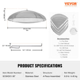 VEVOR Fire Pit Spark Screen Round 36", Reinforced Heavy Duty Steel Metal Cover, Outdoor Firepit Lid, Easy-Opening Top Screen Covers Round with Ring