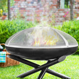 VEVOR Fire Pit Spark Screen Round 36", Reinforced Heavy Duty Steel Metal Cover, Outdoor Firepit Lid, Easy-Opening Top Screen Covers Round with Ring