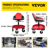 VEVOR Rolling Garage Stool 300LBS Adjustable Mechanic Work Shop Seat w/Casters - Rear View