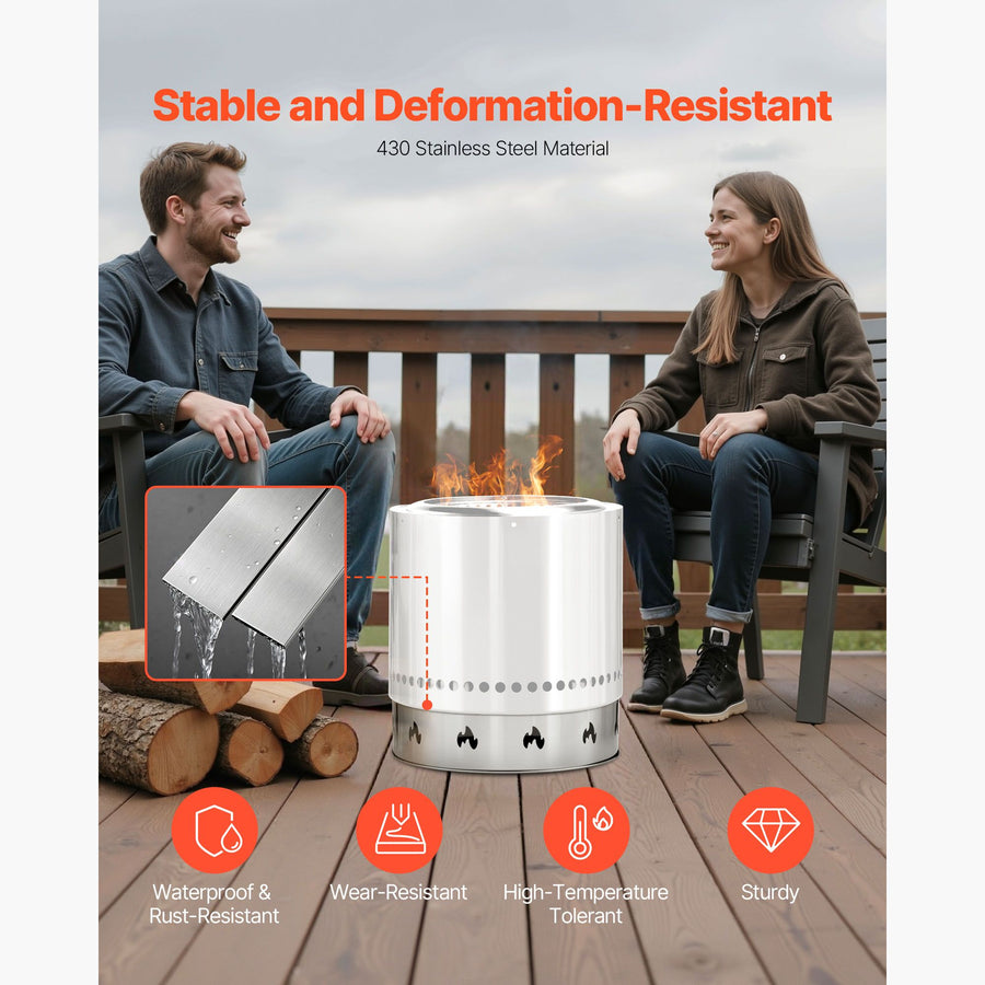 Fire Pit Stand for Solo Stove Bonfire, 49.5 cm Smokeless Fire Pit Ring, Stainless Steel Fireplace Stove Ranger Support Frame Accessory, Portable Outdoor Camping Holder Tools for Fireplace