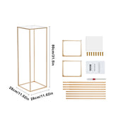 2PCS 31.5inch/80cm High Wedding Flower Stand, With Acrylic Laminate,Metal Vase Column Geometric Centerpiece Stands, Gold Rectangular Floral Display Rack for Events Reception, Party Decoration - Extra Image