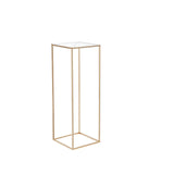 2PCS 31.5inch/80cm High Wedding Flower Stand, With Acrylic Laminate,Metal Vase Column Geometric Centerpiece Stands, Gold Rectangular Floral Display Rack for Events Reception, Party Decoration