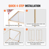 VEVOR 10PCS 31.5inch/80cm High Wedding Flower Stand, With Acrylic Laminate,Metal Vase Column Geometric Centerpiece Stands, Gold Rectangular Floral Display Rack for Events Reception, Party Decoration - 45-Degree Angle
