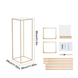 VEVOR 10PCS 31.5inch/80cm High Wedding Flower Stand, With Acrylic Laminate,Metal Vase Column Geometric Centerpiece Stands, Gold Rectangular Floral