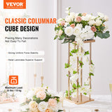 4PCS Gold Metal Column Wedding Flower Stand, 23.6inch /60cm High With Metal Laminate, Vase Geometric Centerpiece Stands, Cylindrical Floral Display Rack for Events Reception, Party Road Leads - Front View