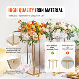 4PCS Gold Metal Column Wedding Flower Stand, 23.6inch /60cm High With Metal Laminate, Vase Geometric Centerpiece Stands, Cylindrical Floral Display Rack for Events Reception, Party Road Leads - Side View