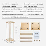 4PCS Gold Metal Column Wedding Flower Stand, 23.6inch /60cm High With Metal Laminate, Vase Geometric Centerpiece Stands, Cylindrical Floral Display Rack for Events Reception, Party Road Leads - Close-Up Angle