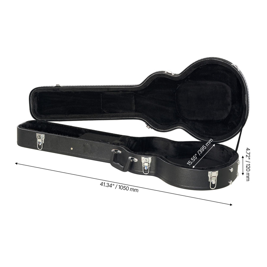 Electric Guitar Hard Case, 1050 mm Gourd-Shaped Guitar Hard Case, With Lock Latch Key Handle, PVC Padding Soft Lining Water-Resistant Hard Shell Guitar Cases, for 990 mm LES Paul Guitars, Black