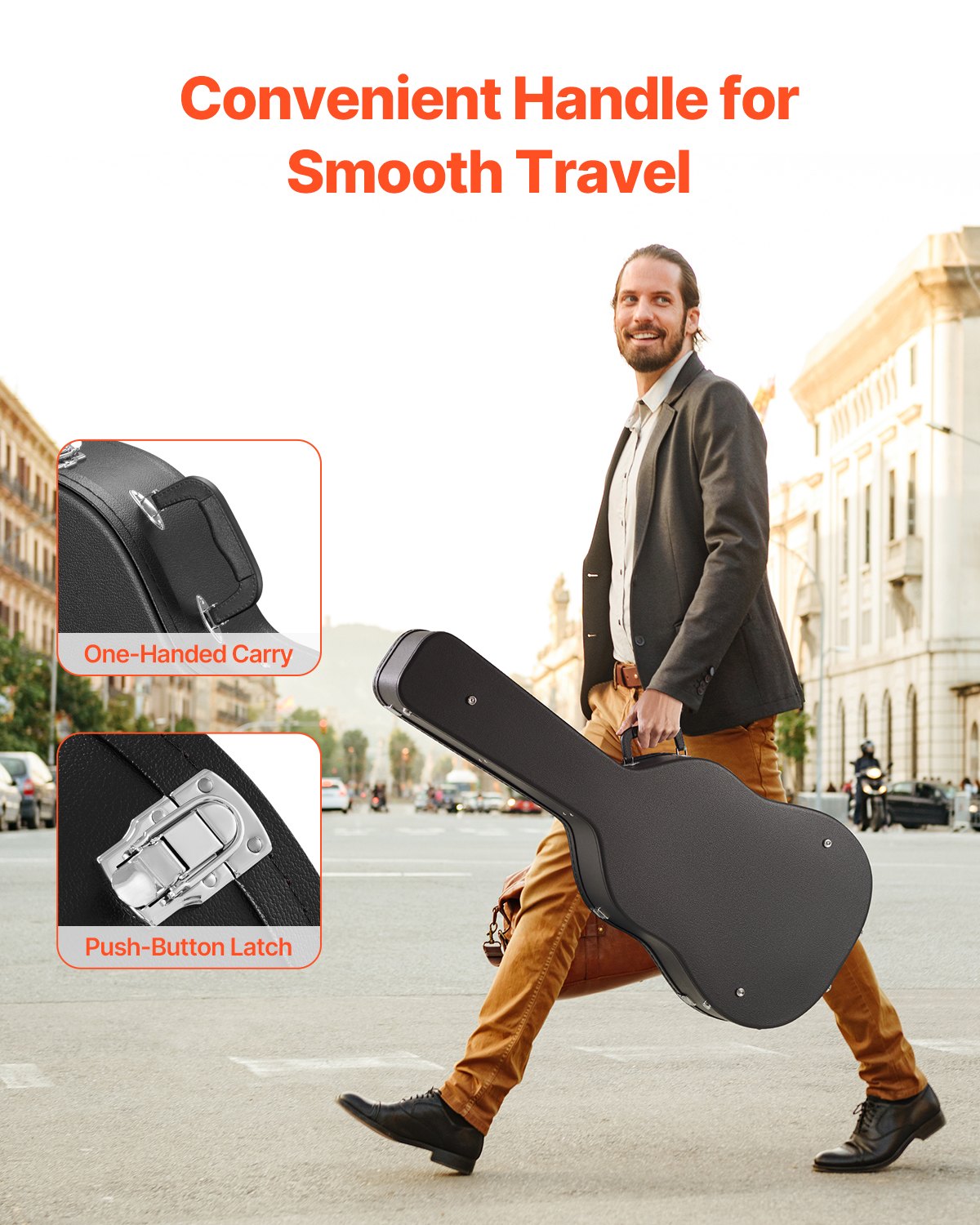 VEVOR Acoustic?Guitar Hard Case 1100 mm With Lock?Key?And for Acoustic Guitar