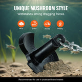 VEVOR River Anchor, 12 LBS Boat Anchor Cast Iron Black Vinyl-Coated with Shackle, Marine Grade Mushroom Anchor for Boats Up To 10 ft, Impressive Holding Power in River and Mud Bottom Lakes - Side View