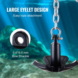 River Anchor, 12 LBS Boat Anchor Cast Iron Black Vinyl-Coated with Shackle, Marine Grade Mushroom Anchor for Boats Up To 10 ft, Impressive Holding Power in River and Mud Bottom Lakes - Top-Down View
