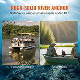 VEVOR River Anchor, 12 LBS Boat Anchor Cast Iron Black Vinyl-Coated with Shackle, Marine Grade Mushroom Anchor for Boats Up To 10 ft, Impressive Holding Power in River and Mud Bottom Lakes - 45-Degree Angle