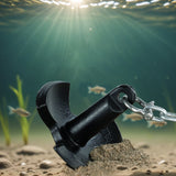 VEVOR River Anchor, 12 LBS Boat Anchor Cast Iron Black Vinyl-Coated with Shackle, Marine Grade Mushroom Anchor for Boats Up To 10 ft, Impressive Holding Power in River and Mud Bottom Lakes - Close-Up Angle