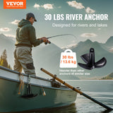 VEVOR River Anchor 30LB Boat Anchor Cast Iron Black Vinyl-Coated Mushroom Anchor - Front View