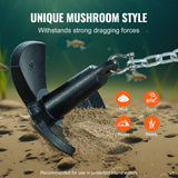 VEVOR River Anchor 30LB Boat Anchor Cast Iron Black Vinyl-Coated Mushroom Anchor - Side View