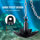 VEVOR River Anchor 30LB Boat Anchor Cast Iron Black Vinyl-Coated Mushroom Anchor - Top-Down View