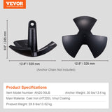 VEVOR River Anchor 30LB Boat Anchor Cast Iron Black Vinyl-Coated Mushroom Anchor - Close-Up Angle