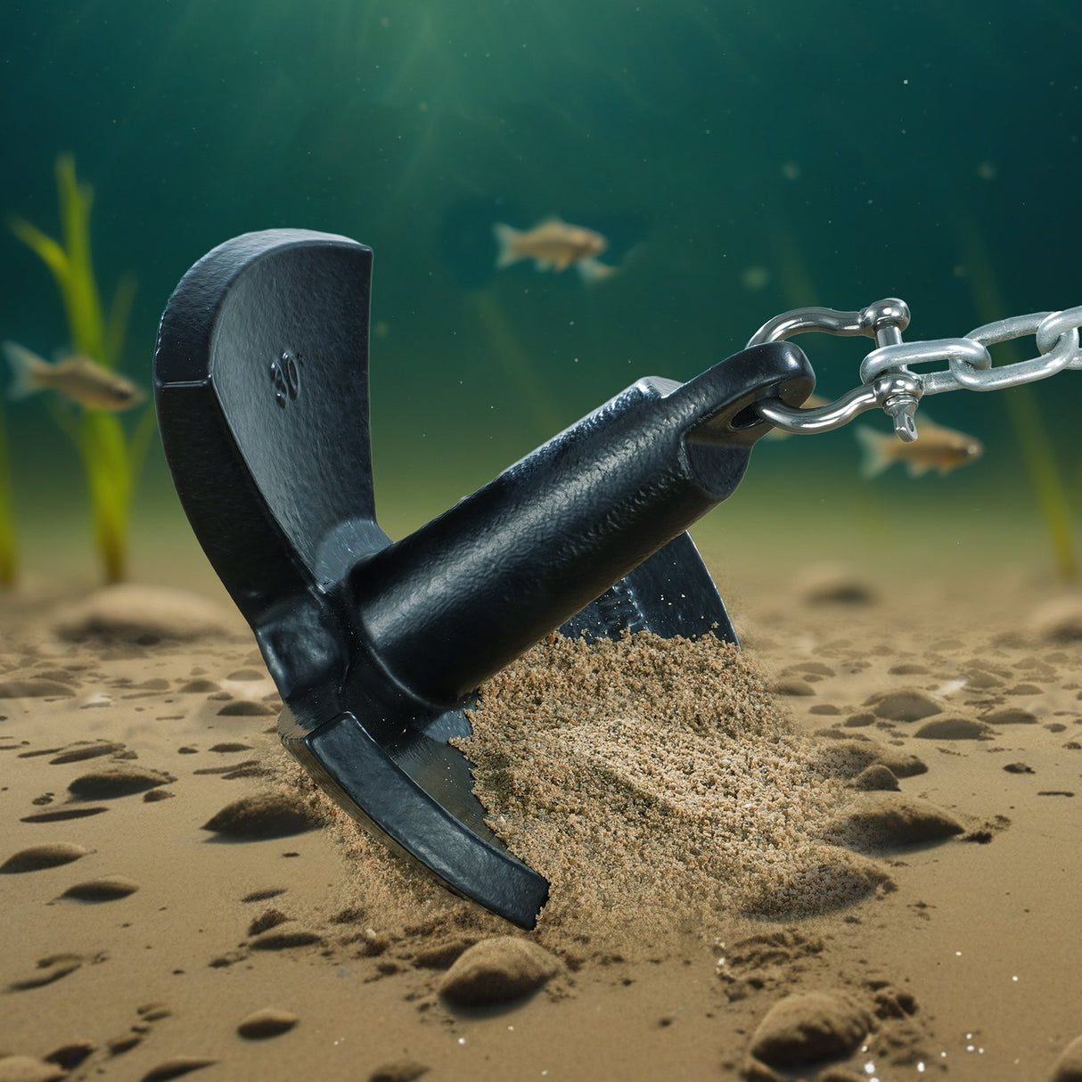 VEVOR River Anchor 30LB Boat Anchor Cast Iron Black Vinyl-Coated Mushroom Anchor