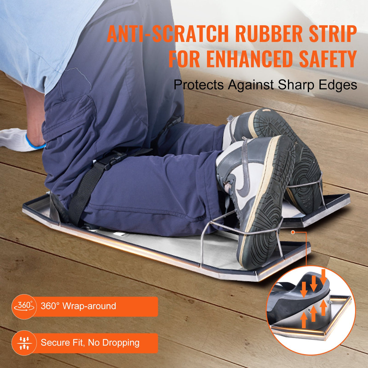 VEVOR Concrete Knee Boards Knee Sliders 28" x 8" 2 Pair w/ Knee Pad for Concrete