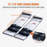 VEVOR Concrete Knee Boards Stainless Steel, 28'' x 8'' Concrete Sliders, Knee Boards For Concrete, Concrete Knee Pads Pair Moving Sliders, with Board Straps for Cement and Concrete Finishing - Top-Down View