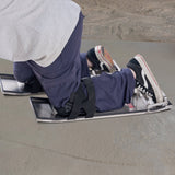 VEVOR Concrete Knee Boards Stainless Steel, 28'' x 8'' Concrete Sliders, Knee Boards For Concrete, Concrete Knee Pads Pair Moving Sliders, with Board Straps for Cement and Concrete Finishing - Close-Up Angle