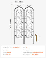 VEVOR 2 Packs Metal Garden Trellis for Climbing Plant Support 60x15 in Rustproof - Close-Up Angle