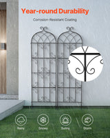 VEVOR 2 Packs Metal Garden Trellis for Climbing Plant Support 71x20 in Rustproof