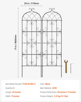 VEVOR 2 Packs Metal Garden Trellis for Climbing Plant Support 71x20 in Rustproof - Close-Up Angle