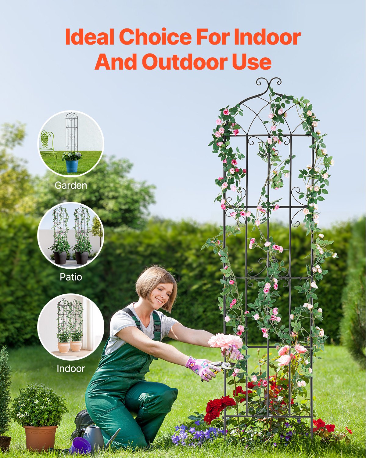 VEVOR 2 Packs Metal Garden Trellis for Climbing Plant Support 87x20 in Rustproof